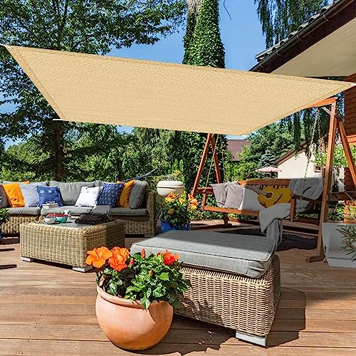 3,6 x 8,5 m giallo sabbia tenda baldacchino HDPE UV blocco ombra copertura 95% protezione solare perfetta per patio, cortile, prato, giardino, eventi all'aperto, con corde di montaggio