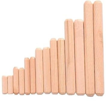 Clavijas de madera, Pasadores de madera surtidos, paquete 50/100 unidades, M6/M8/M10, clavijas, varillas, color marrón claro(M8 x 60mm 50PCS)