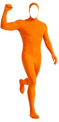 CHUANFU Costume de Carnaval Orange, 180 cm Deguisement Seconde Peau Orange, Combinaison de Cosplay Moulant, Panoplies de Costume pour Adultes Unisexe pour Halloween Carnaval et Masqué