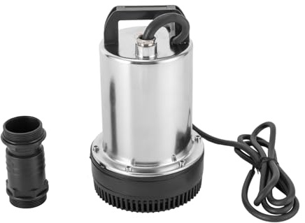 Owneed Platt sugande dränkbar pump 9 000 l/h, avloppsvattenpump med 1 mm restvatten, nivåsensor dränkbar pump 7 m nedsänkningsdjup för dränering av källare och byggarbetsplatser.