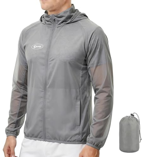 Men's Packable Cycling Jacket, Lightweight UPF 50+ Windbreaker with Hood