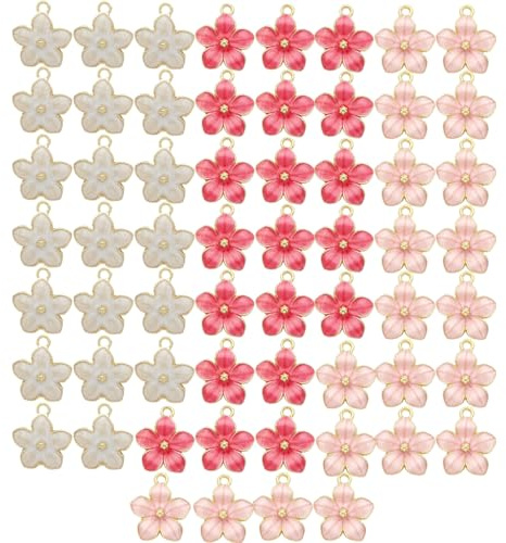60pcs Fleurs Breloques Émail Assorties pour Bijoux Collier Boucles