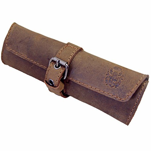 BARON of MALTZAHN Stifterolle - Pencil Case - Schlampermäppchen HOMER aus braunem Leder, 20x8x4 cm, braun