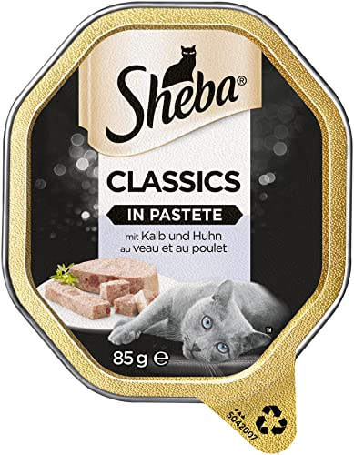 SHEBA Schale Nassfutter für Katzen Classics in Pastete mit Kalb und Huhn 2 x 11 x 85g