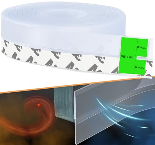 Door Weather Stripping, Under Door Draft Stopper, 1in Self Adhesive Clear