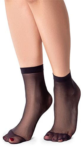 LORES Halvgenomskinliga lågskurna damstrumpor osynliga ankelhöga pop nylon mjuk komfort en storlek 15 DEN 2 par