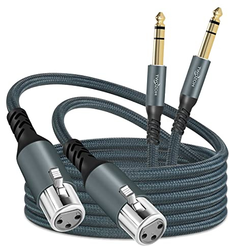 Twozoh Cavo XLR Femmina a 6,35 mm TRS 0,3M 2 Pezzi, Intrecciato Jack stereo da 6,35 mm bilanciato 3 pin XLR Microfono Cavo (Professionale/Hifi)