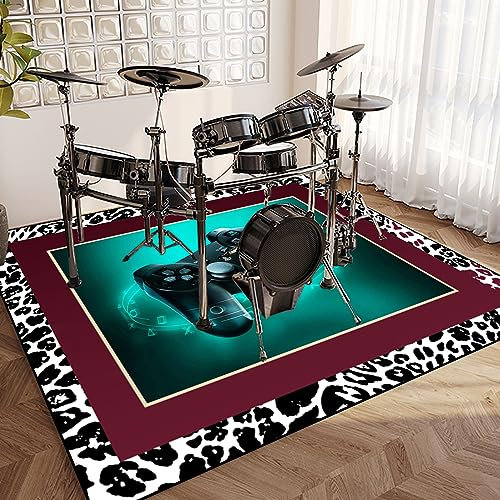Drum Teppich Schallschutz Schlagzeugteppich 100 x 80 cm Music Carpet Innen und Außen, Trommelteppich mit Rutschfester Unterseite für Akustik Elektrisches Schlagzeug Teppich für Studio, Wohnung