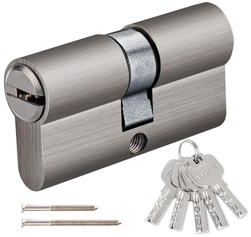 Cilindro 30/30, cilindro de cierre 30/30, cilindro de perfil para puerta de casa, cerradura de seguridad, puerta de jardín, cerradura de puerta de casa, aprox. 6 cm x 1,68 x 3,28 cm, gris