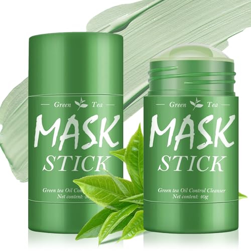 nailgeler 2 Stück Green Mask Stick, Grüntee Purifying Clay Mask, Green Tea Mask Tiefenreinigung der Poren, Smearing Mask Moisturizing Nourishing Skin, Reduzierung von Mitessern