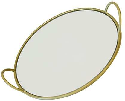 Garneck Plateau De Rangement Rond En Laiton Doré Avec Poignée, Assiette à Dîner Multifonction, Vaisselle De Ménage Pour Présentation Et Service, Adapté Pour Table Et Buffet