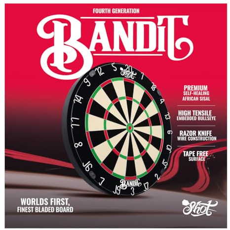 Shot! Bandit Gen 4 Official Competition Dartboard - Professional Bladed Board, Self-Healing Sisal