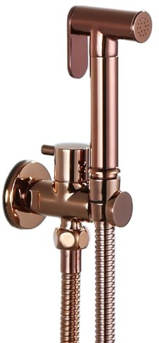 YYBAO Spruzzatore per Bidet Portatile Acqua Fredda, Oro Rosa Bidet Portatile Kit a Parete Ottone Doccetta Bidets con Tubo e Supporto, per Igiene Personale Doccia Bagno WC
