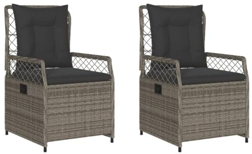 vidaXL Chaises inclinables de Jardin Lot de 2 Gris résine tressée, Fauteuil de Jardin inclinable, Fauteuil inclinable de Jardin, Chaise inclinable d'extérieur