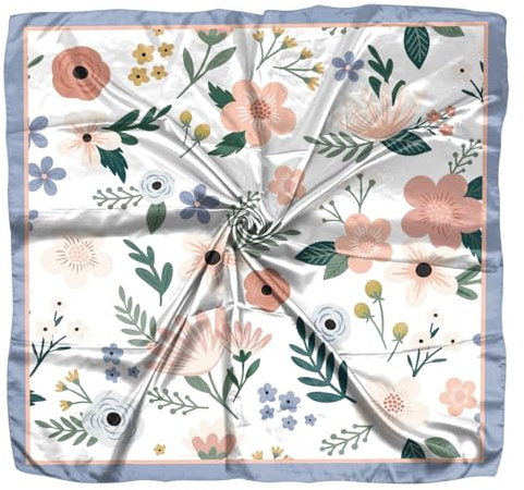 Deokke Hair Scarf Silk Feeling Square Satin Head Scarf Wrap 27.5 Inches Headwear Fashion Aesthetic Cute Decoration Women Girls