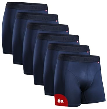 DANISH ENDURANCE Boxer Sportivi, in Microfibra, Elasticizzato, Intimo per Sport, da Uomo, 6 Paia, Blu, M