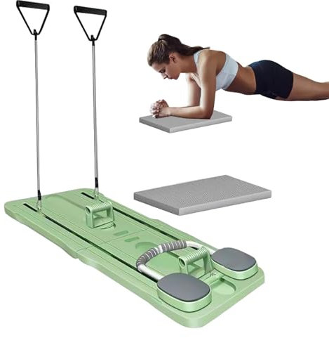 6 In 1Pilates Board Set, Pilates Reformer Set, Liegestützgriffe Plank Trainer Ab Roller, Stumm, Stützpolster, Pilates-Gleitbrett für den Bauch für Trainingsgeräte zu Hause (Grün)