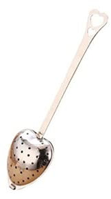 1Pc Useful Heart Shaped Tea Infuser Stainless Steel Spoon Strainer Kitchen Gadget Tool Stainless Steel Handle Tea Herb Spice Filter Tea ColanderDeft Processed