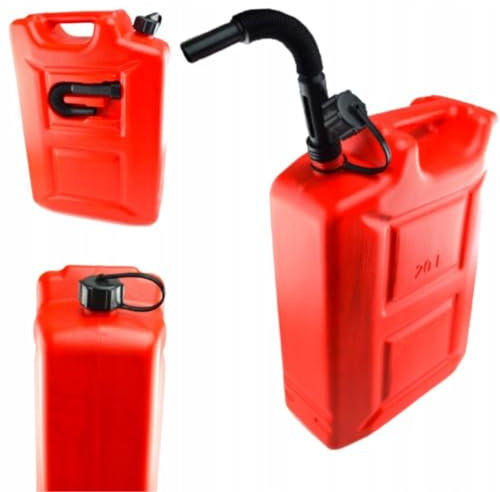 Anwicar Benzinkanister Kunststoff - Kraftstoffkanister mit Einfüllstutzen - Robuster, auslaufsicherer Reservekanister für Benzin & Diesel - Ersatzkanister - 20 L - Rot