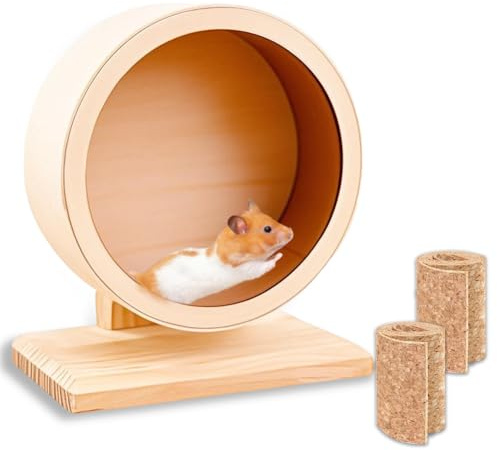 Rueda de madera para hámster de 15 cm de diámetro, equipada con almohadillas silenciosas, accesorio para animales pequeños, adecuado para Totoro Mouse, ardilla, chinchillas, animales pequeños