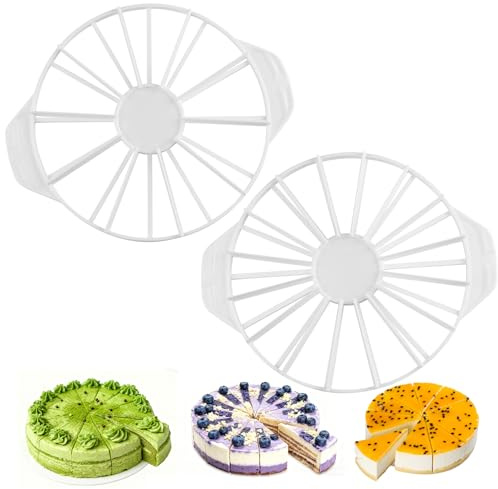 QEEYON Taglia-torte 10/12/14/16 fette, 2 pezzi rotondi Taglia-torte doppio lato riutilizzabile in plastica per tagliare, utensile da cucina per ogni occasione