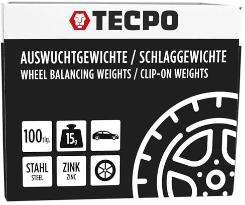 TECPO Pesos de impacto de zinc, 15 g x 100 pesos de equilibrio para llantas de acero, resistentes a la corrosión