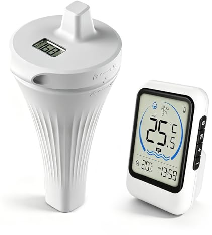 Thermomètre de piscine sans fil Wi-Fi avec application, thermomètre de piscine flottant, IP68, thermomètre à eau avec capteur extérieur, avec écran d'affichage, pour baignoire, aquarium, jacuzzi