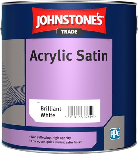 1LTR - JOHNSTONES TRADE ACRYLIC SATIN EMULSION BRILLIANT WHITE