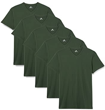 Lower East LE156 Camiseta para Hombre, Verde Oscuro (Paquete de 5), L