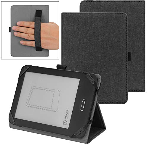 VOVIPO Universal 6 Zoll Kindle Paperwhite Kobo E-Reader Hülle,Folio Schutzhülle mit Handschlaufe kompatibel mit Sony/Kobo/Tolino/Pocketbook/Kindle 6 Zoll eReader-Black