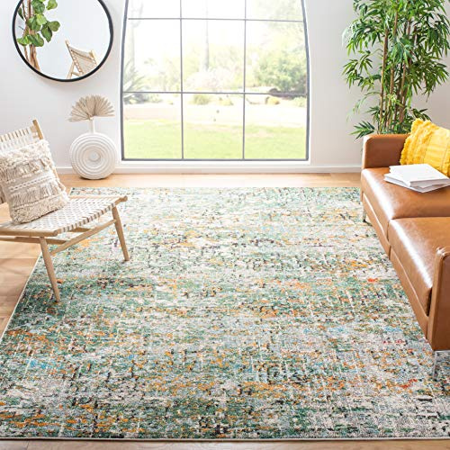 Safavieh Contemporary Rug for Living Room, Dining Room, Bedroom - Madison Collection, Short Pile, in Green and Turquoise, 200 x 200 cm