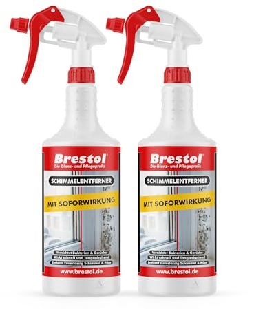 BRESTOL® Schimmelentferner Spray, Anti Schimmel Spray mit Sofortwirkung, Schimmelentferner Wand, Schimmelentferner für Silikonfugen & Fliesen, Langzeitschutz gegen Schimmel & Stockflecken 2x 750 ml