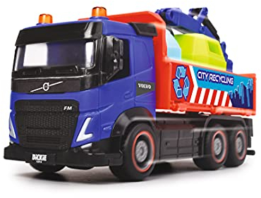 Dickie Toys – City Trucks – 1 von 3 verschiedenen LKW, Betonmischer, Recycling-Truck oder Müllabfuhr, mit Friktionsantrieb für Kinder ab 3 Jahren, 203744014, Mehrfarbig