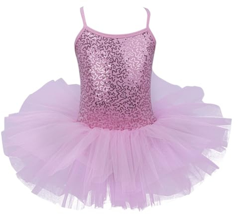 Freebily Tutu Ballerina Bambina Colorato Body Ginnastica Artistica Ragazza Senza Maniche Vestito Danza Classica da Balletto Leotards Dancewear Abito da Ballo Saggio Rosa 4-5 Anni