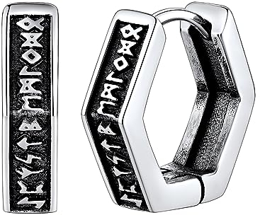 FaithHeart Edelstahl Rune Ohrstecker für Herren Jungen Punk Gotik Viking Rune Ohrstecker Wikinger Stil Ohrschmuck Rune Ohrschmuck