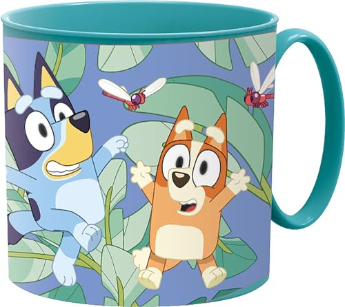 Golddunes Cartoon Kids Character Cute Mini Tiny Mug 265ML Drinking Re-Usable Plastic Cup Microwave Safe 7.5cm x 7.5cm (Bluey)