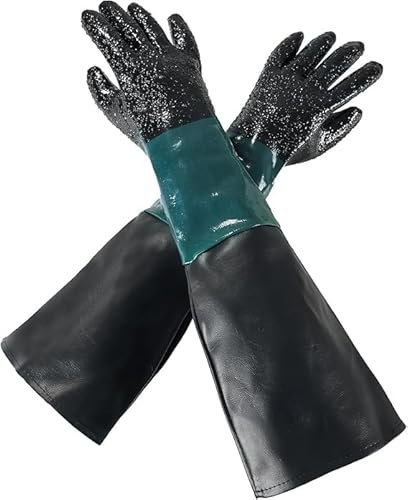 DASBET Rubber Sandblasting Gloves 23.6 Heavy Duty Sandblaster Gloves Kit with Particles Palm for Sandblaster Cabinets