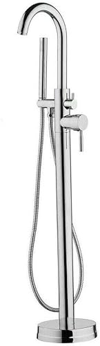 Robinet de baignoire autoportant, douchette sur pied, avec douchette à main, pour les particuliers, les appartements et les hôtels, argenté
