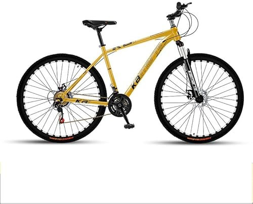 VTT, VéLo De Montagne, VéLo VTT, Cadre en Acier à Teneur en Carbone Freins Disque VéLo Tout Terrain Tout Suspendu Fourche Avant RéGlable Taille 27,5 Et 29,Yellow-29inch/24speed