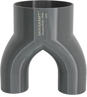 DRUCKKRAFT 2-Wege Abzweig Rohr DN100 - DN50 | Abzweigstück | Y-Verteiler | Absauganlage | Rohrverbinder | Schlauchverbinder | Zentralstaubsauger & Industrie | PETG | (DN100 auf 2-Fach DN50)