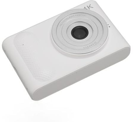 Fotocamera digitale portatile 4K 48 MP HD con zoom 16x, micro fotocamera SLR per fotografia di viaggio, vlogging, argento, 1 pezzo (bianco)