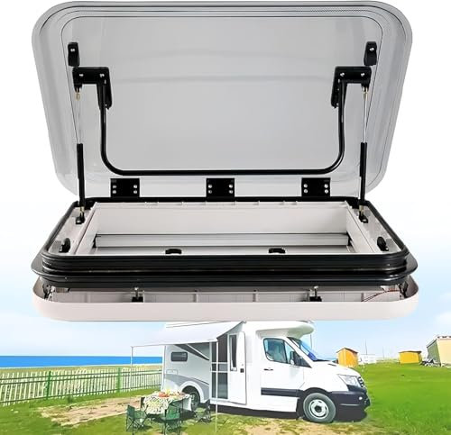 XINRISHENG 500 * 800mm, RV Roof Window, RV Caravan Motorhome Skylight, Camper Roof Window Hatch Roof Top Vent with LED Light, Large RV Roof Window Vent Kit