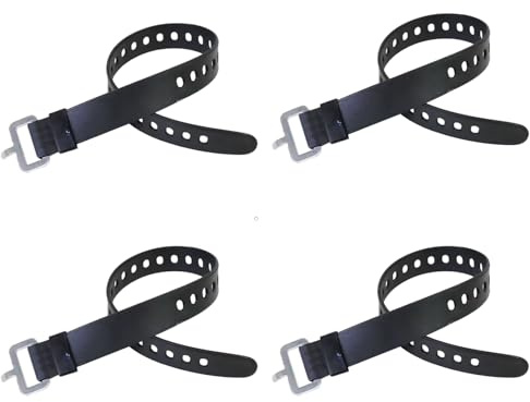 4x Heavy Duty Rubber Straps 50cm with Buckle - Quick Release Velcro Strap Alternative for Bikes, Ski, Cargo & UK Outdoor Gear (Black)