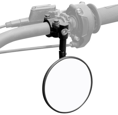KEMIMOTO Specchietti Moto Manubrio, 1 Pezzi Specchietto Retrovisore Manubrio Omologati E24, Tondi Specchi Moto Compatibili con Motocicli, Scooter, ATV