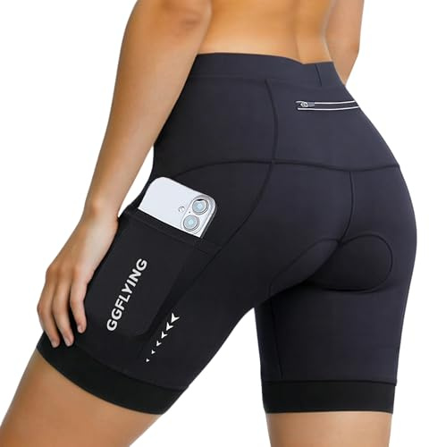 GGFLYING Short Cycliste Femme 5D Padded Cyclisme avec 3 Poches Short VTT Velo Fast Drying