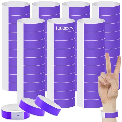 Pack de 1000 bracelets d'admission, bracelets d'entrée pour festival, bracelets néon imperméables, papier pour événements, bracelets de poignet colorés pour fête, festival de musique, compétition de