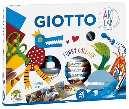 GIOTTO Creative Funny Collage 28 pcs Set With Paper, Poster Paint, Glue and Accessories, For Kids
