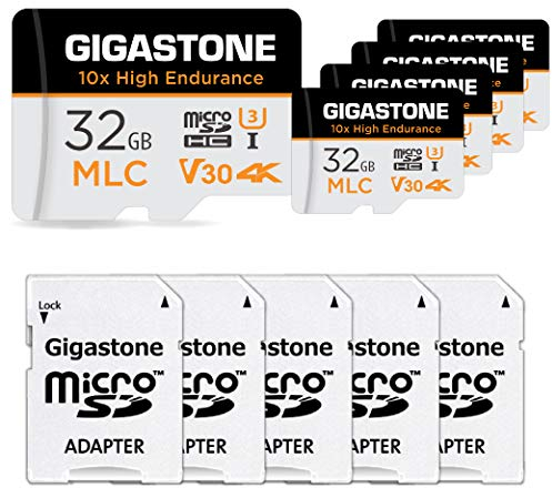 [10x High Endurance] GIGASTONE MLC 32GB 5-Pack MicroSDXC Karte mit Adapter,95/60 MB/s 4K Video,U3 V30 C10 [5-Jahre kostenlose Datenwiederherstellung]