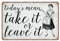 DAIERCY Vintage Metall-Blechschild Küche – Todays Menu Take It Or Leave It – Retro Hausfrau 50er Jahre Zitat lustige Retro Wandkunst für Küche Badezimmer Heimdekoration Geschenke Schild 140 x 200 mm