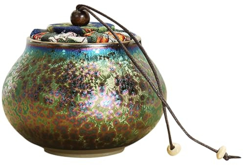 CALLARON Porcelain Tea Canister, 7.5 oz Loose Leaf Tea Storage, Ceramic Coffee Beans Jar, Vintage Airtight Tank Food Storage Containers for Candy, Coffee, Loose Tea, Spices